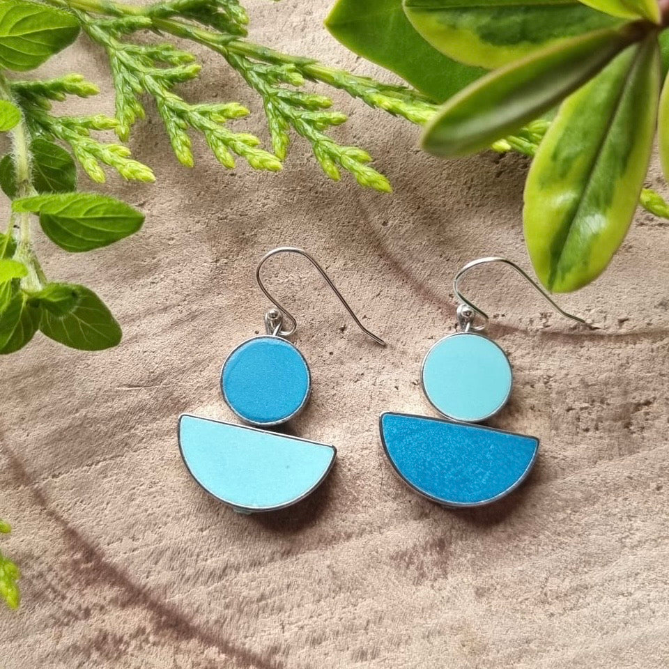 Asymmetrical Earrings - Light Blues