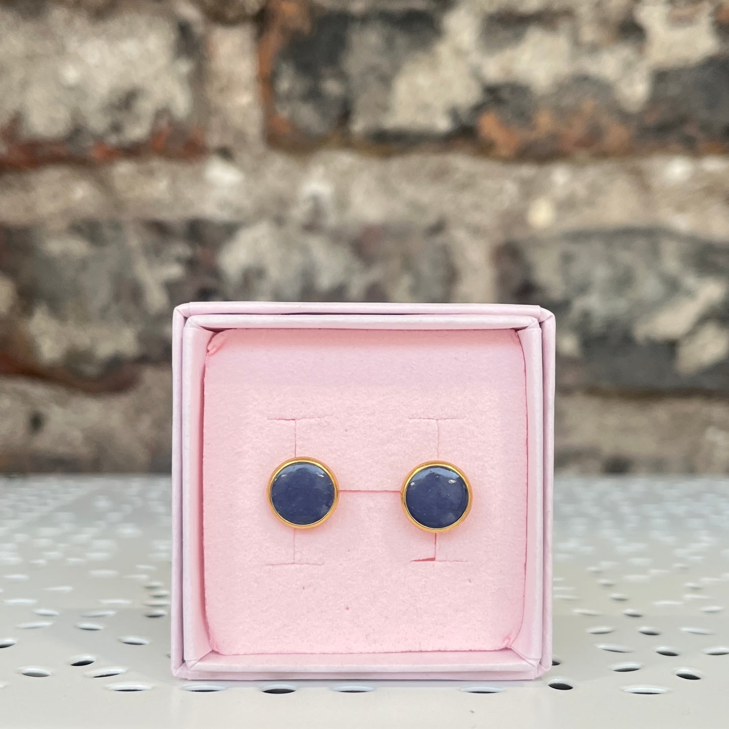 Gold Studs - Blue