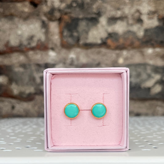 Gold Studs - Apple Green