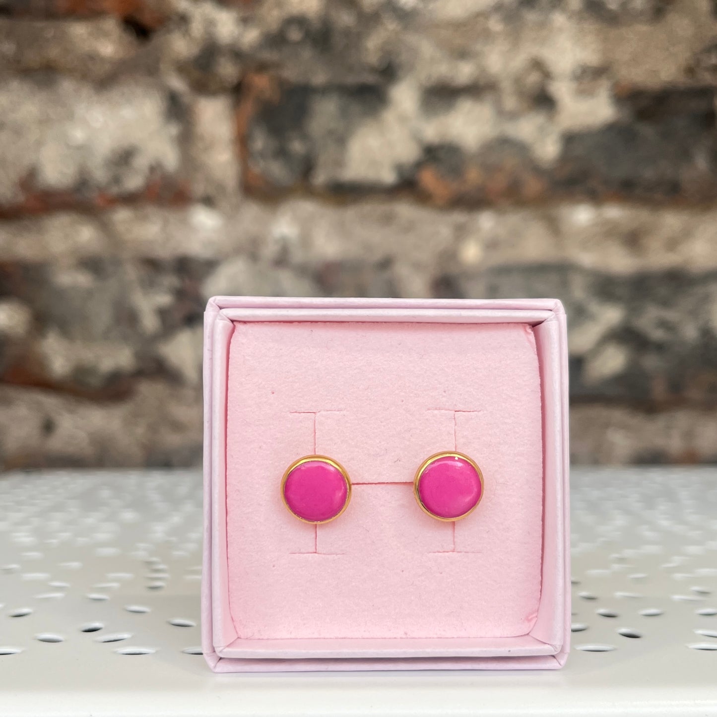 Gold Studs - Pink