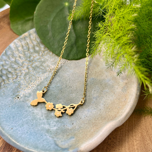 Hummingbird necklace - gold