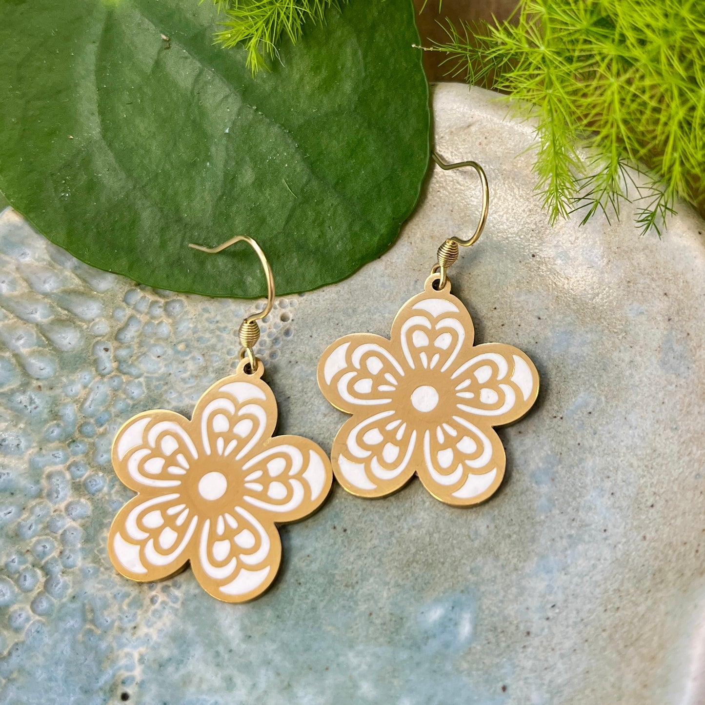 Gold Floral Earrings