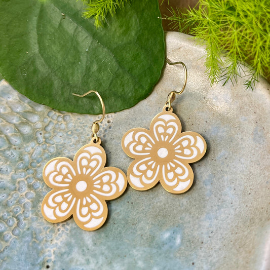 Gold Floral Earrings