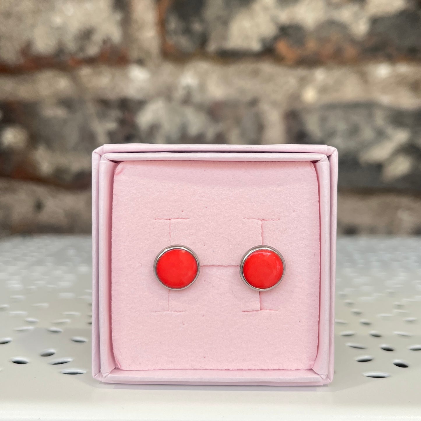Silver studs - Coral