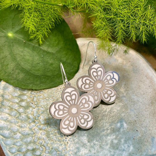 Silver Floral Earrings