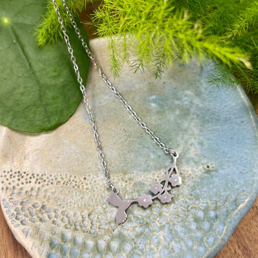 Hummingbird necklace - silver