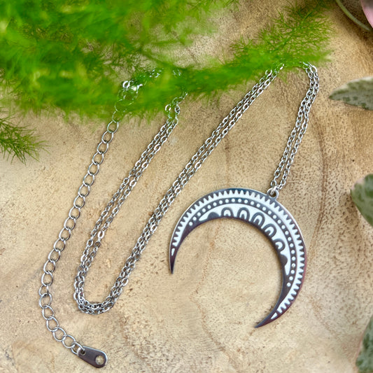 Silver Crescent Moon Necklace