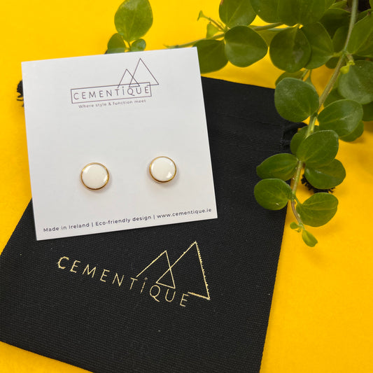 Gold Studs - White